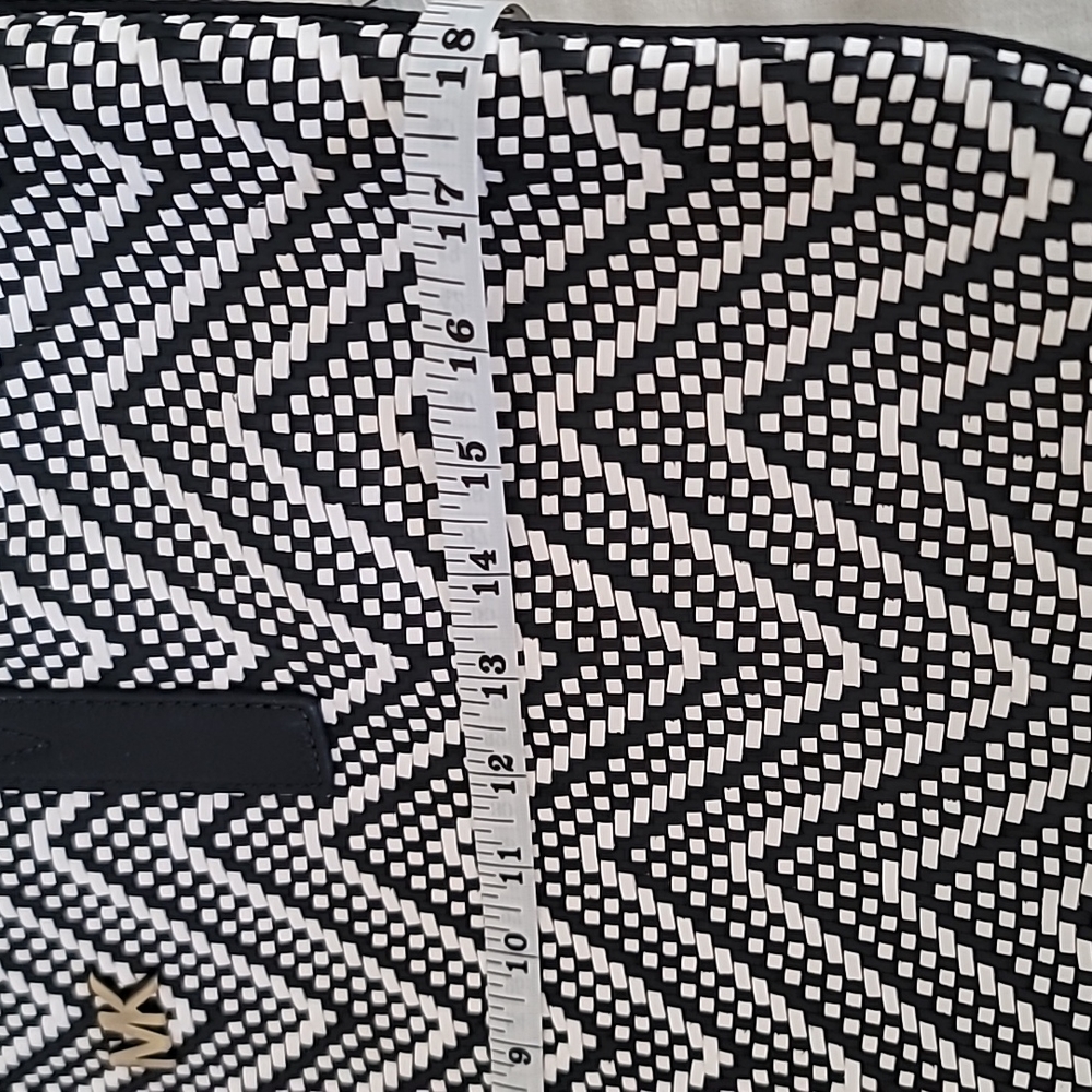 Michael Kors Dark Blue & White Chevron Large Woven Leather Tote Bag Purse NWT - Picture 9 of 10